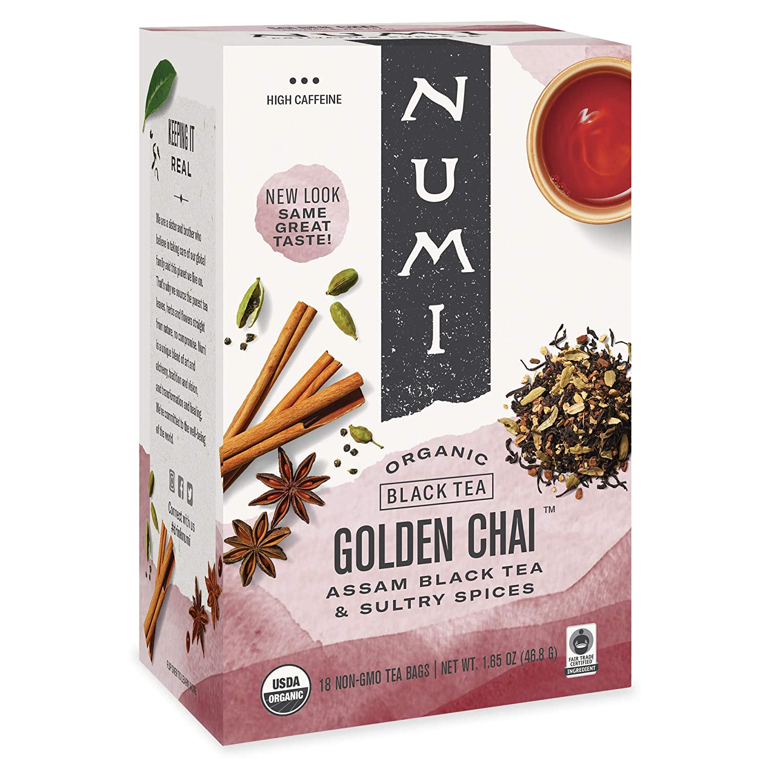 Numi Tea - Box of 18 Single Serve Packets: Golden Chai