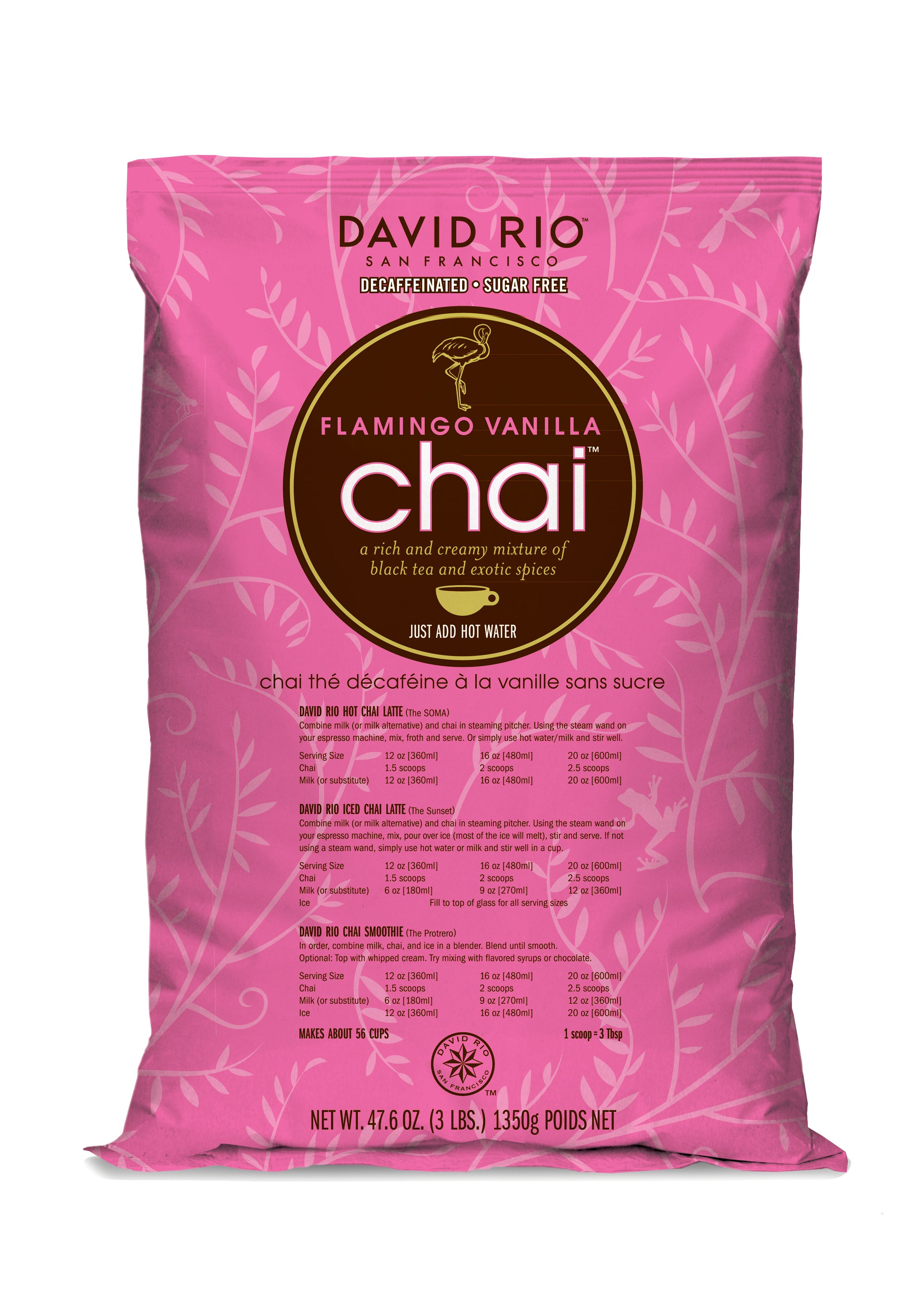 David Rio Chai (Endangered Species) - 4lb Bulk Bag: Flamingo Vanilla Decaf Sugar Free