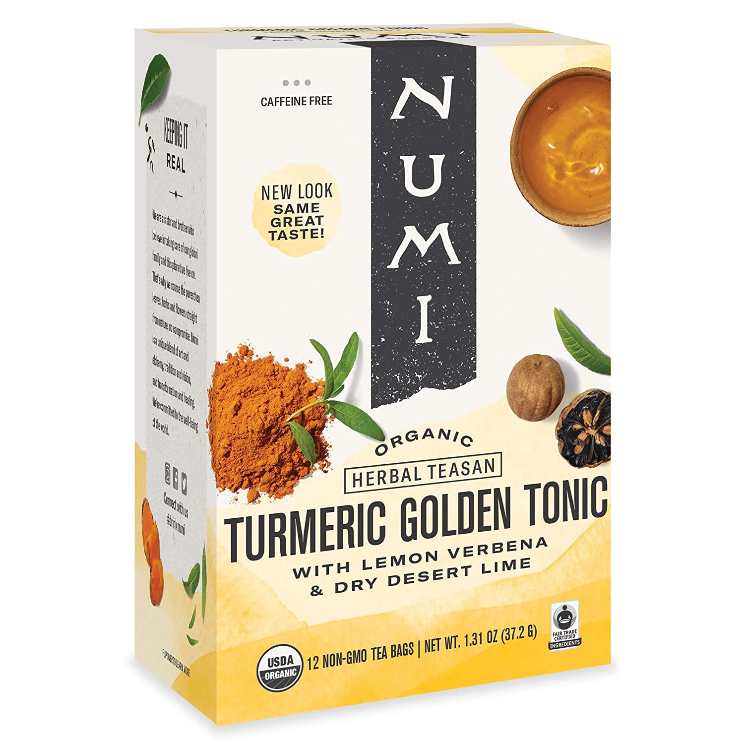 Numi Organic Turmeric Tea - Box of 12 Tea Bags: Golden Tonic