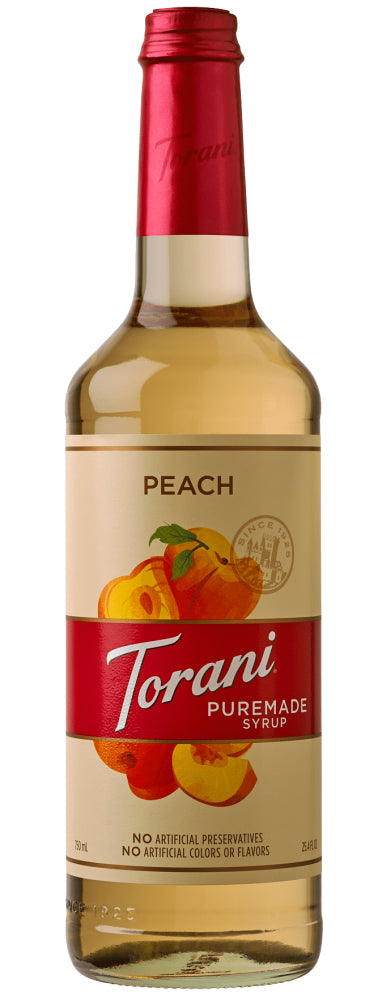 Torani Puremade Flavor Syrup: 750ml Glass Bottle: Peach