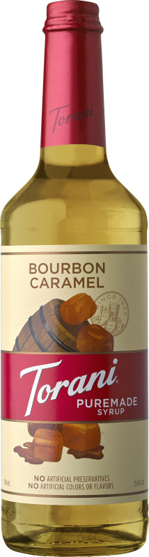 Torani Puremade Flavor Syrup: 750ml Glass Bottle: Bourbon Caramel