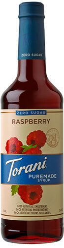 Torani Puremade Zero Sugar Flavor Syrup: 750ml Glass Bottle: Sugar Free Raspberry