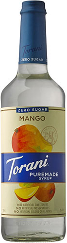 Torani Puremade Zero Sugar Flavor Syrup: 750ml Glass Bottle: Sugar Free Mango