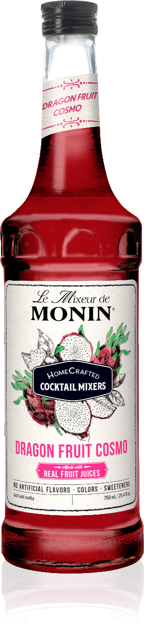 Monin Homecrafted Cocktail Mixers - 750 ml. Glass Bottle: Dragon Fruit Cosmo