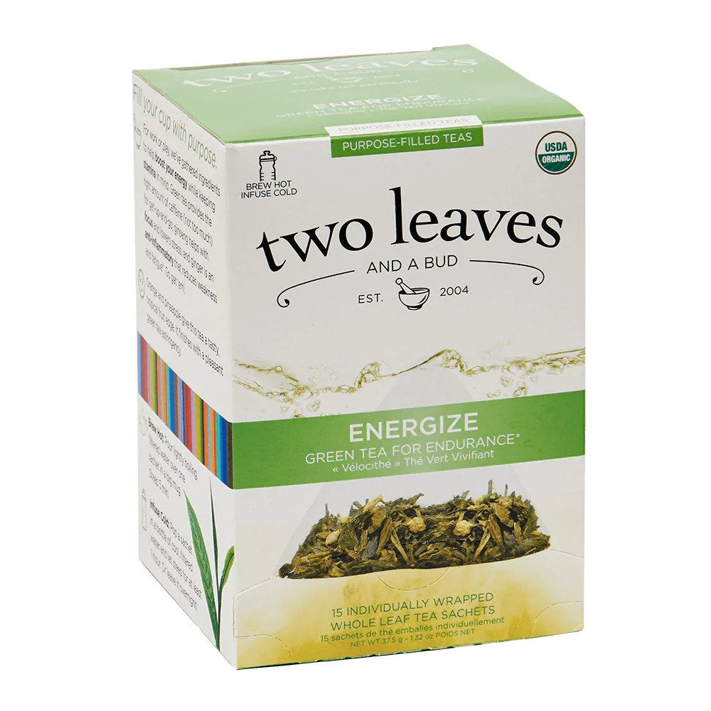 Two Leaves Tea - Box of 15 Tea Sachets: Organic Energize Tea