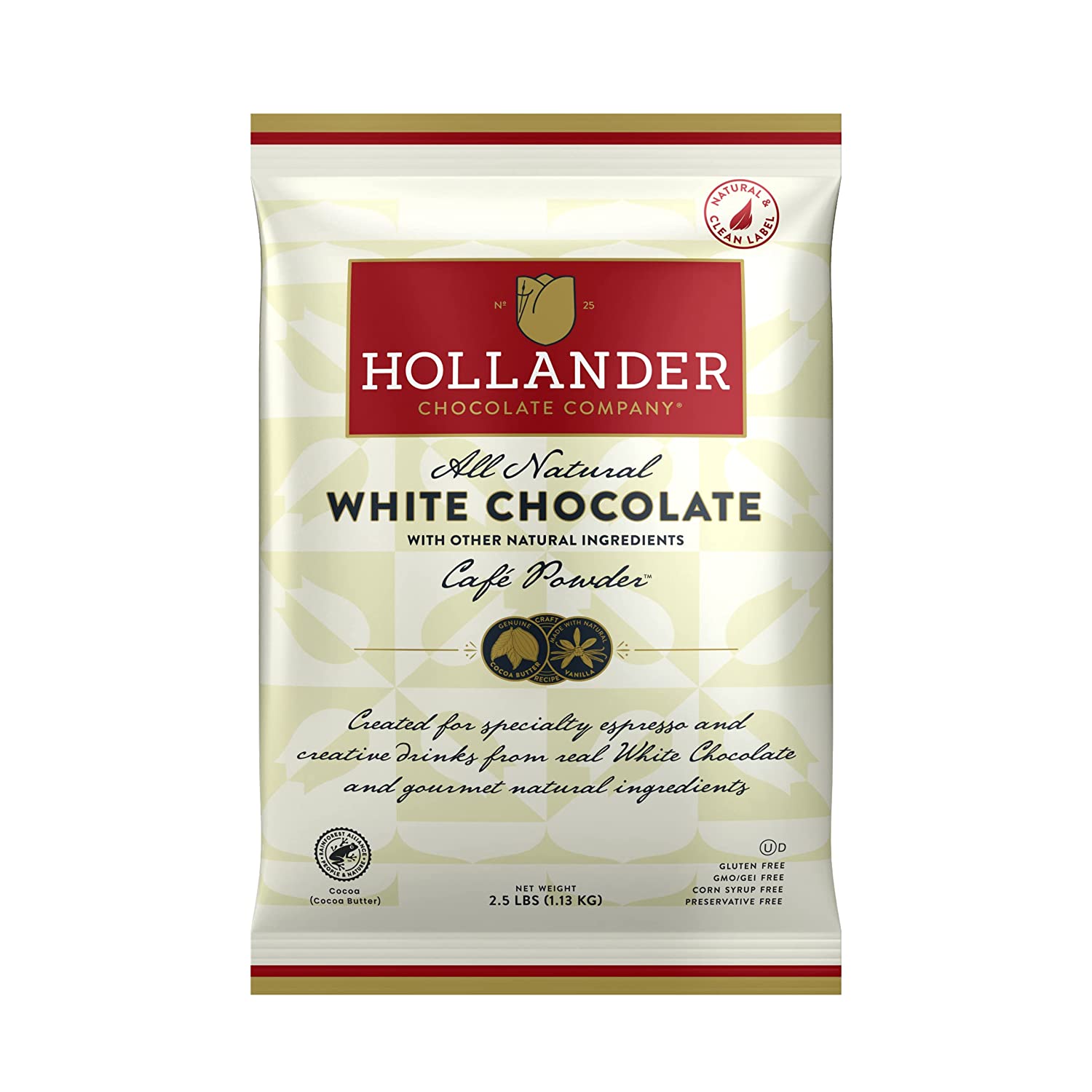 Hollander Cocoa - 2.5 lb. Bulk Bag: Sweet Ground White Chocolate Cafe Powder