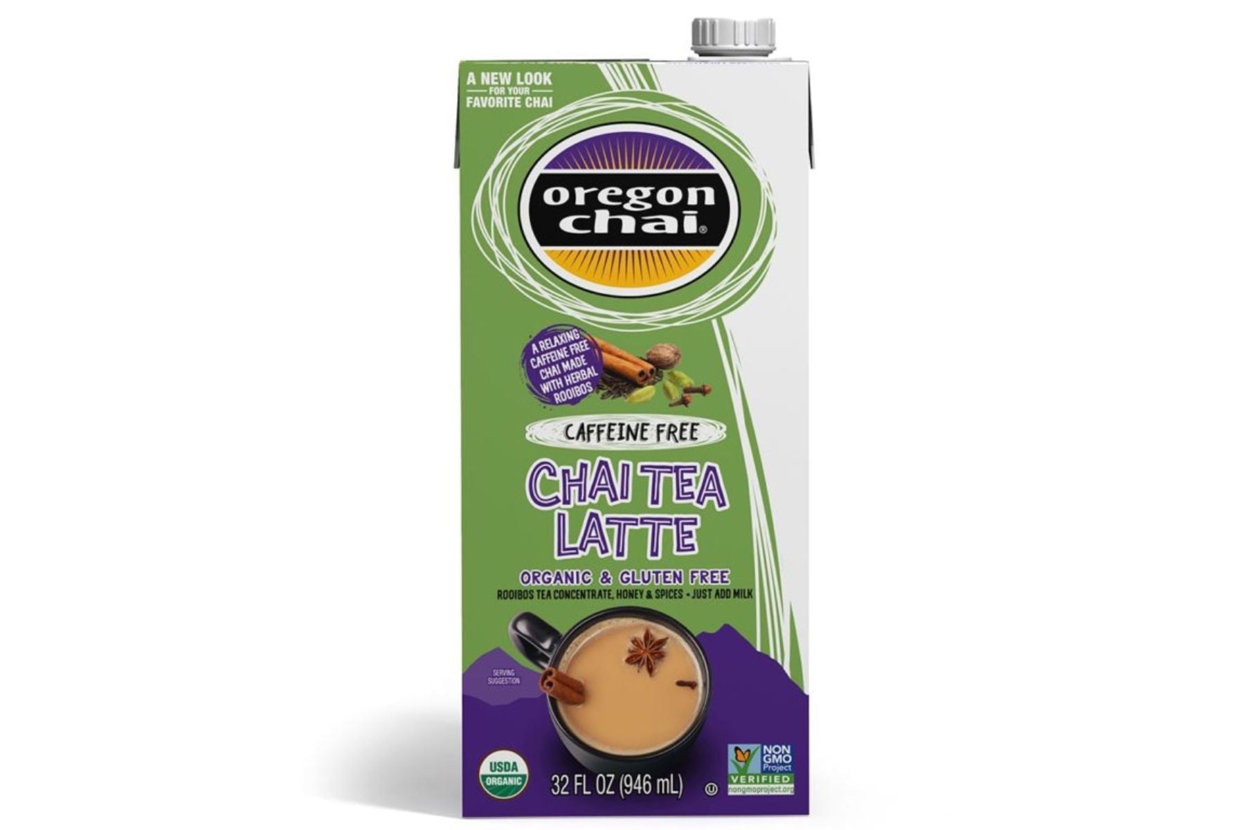 Oregon Chai Liquid: Original Chai Latte Decaf - 32oz Carton