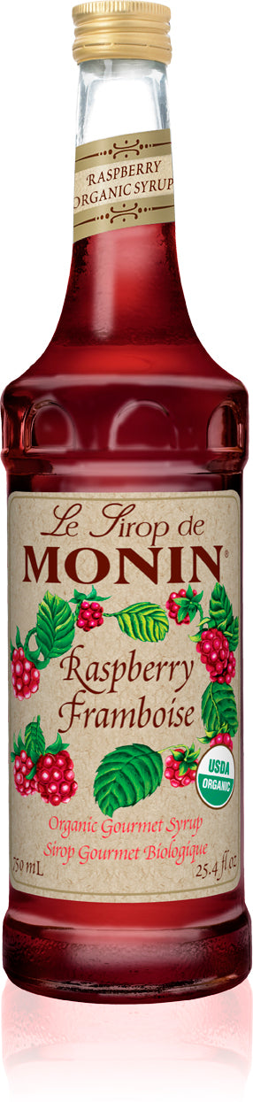 Monin Organic Flavored Syrups - 750 ml. Glass Bottle: Raspberry (Organic)