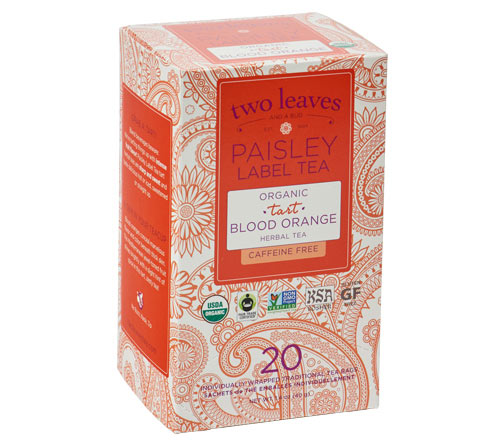 Two Leaves Tea - Box of 20 Paisley Label Tea Bags: Blood Orange