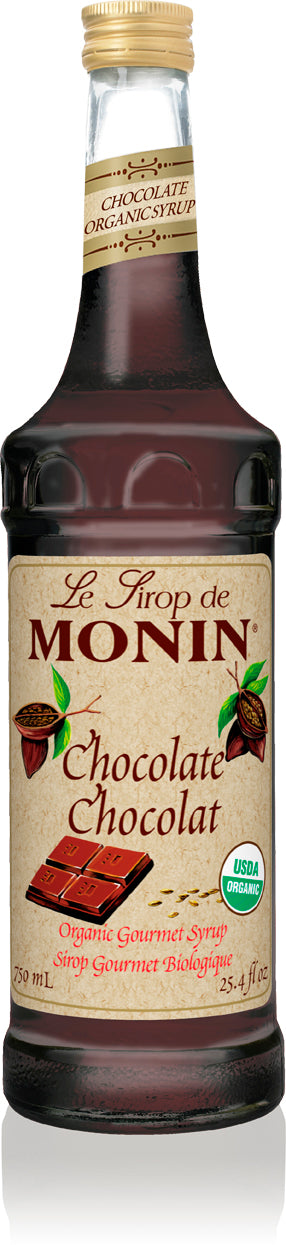 Monin Organic Flavored Syrups - 750 ml. Glass Bottle: Chocolate (Organic)