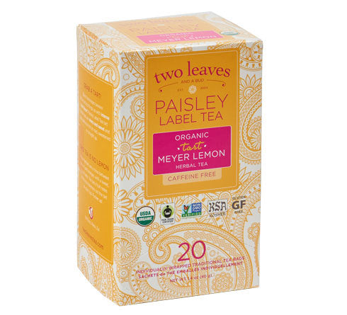 Two Leaves Tea - Box of 20 Paisley Label Tea Bags: Meyer Lemon