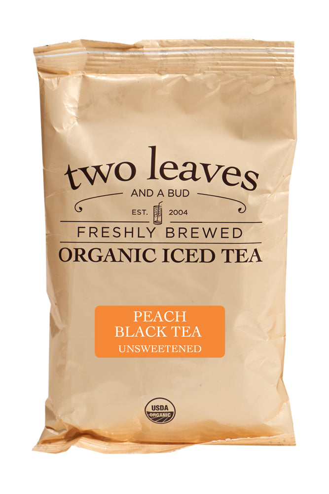Two Leaves Tea: Organic Peach Black - Box of 24 3oz. Pouches Loose Leaf Iced Tea