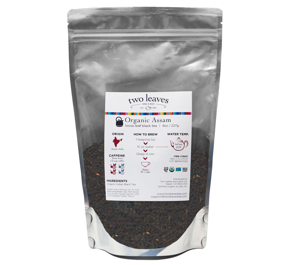 Two Leaves Tea: Organic Assam - 1/2 lb. Loose Tea in a Resealable Sleeve