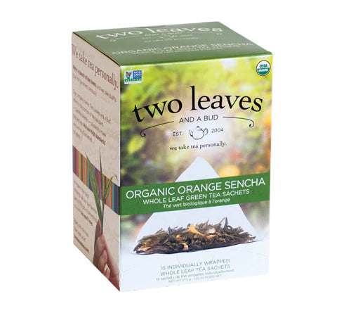 Two Leaves Tea - Box of 15 Tea Sachets: Organic Orange Sencha