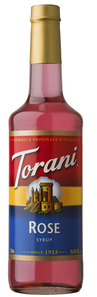 Torani Classic Flavored Syrups - 750 ml Glass Bottle: Rose