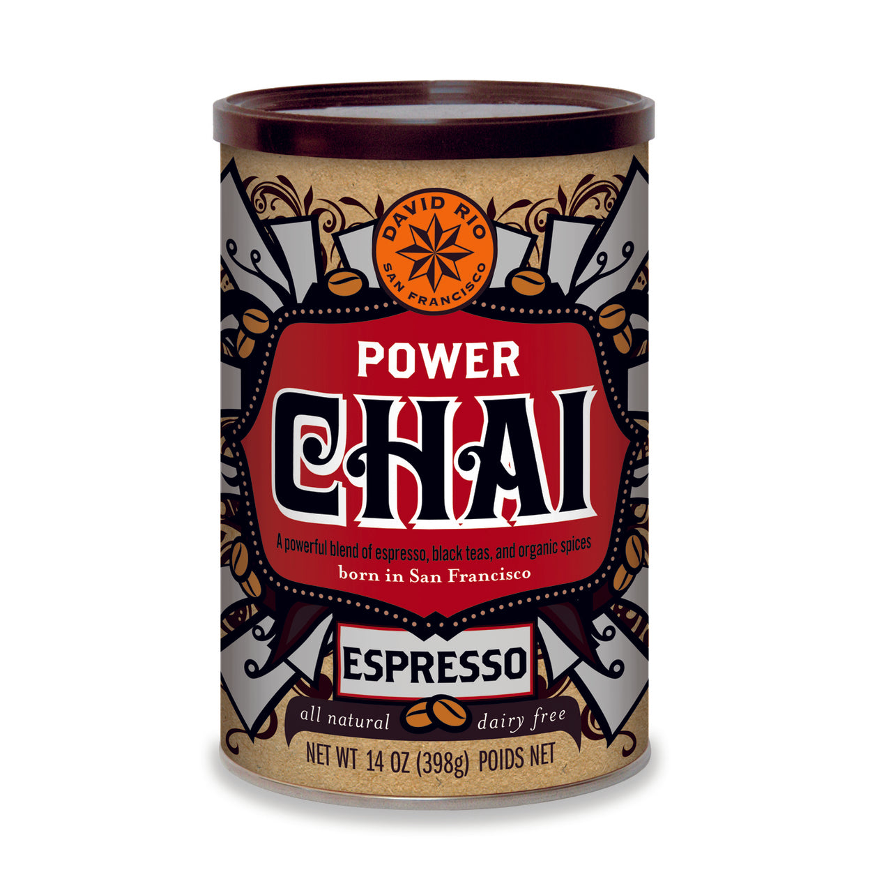 David Rio Power Chai - 14oz Canister: Power Chai w/ Espresso
