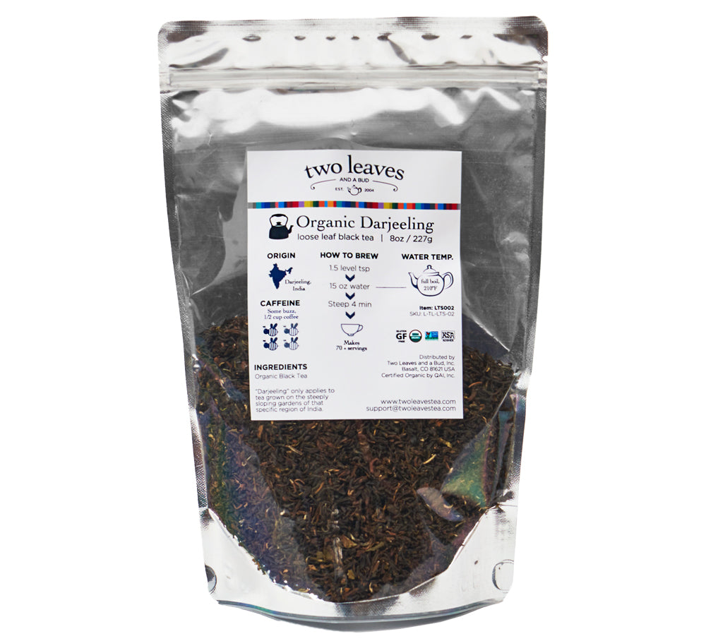 Two Leaves Tea: Organic Darjeeling - 1/2 lb. Loose Tea in a Resealable Sleeve